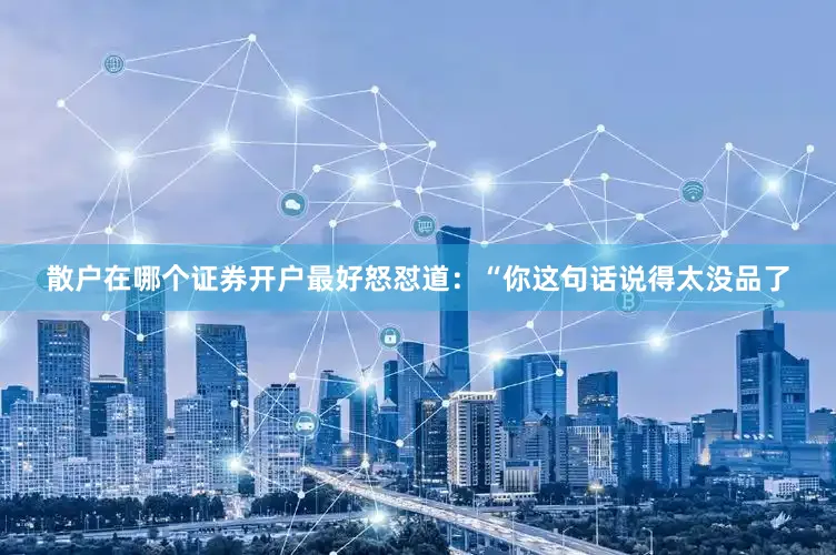 散户在哪个证券开户最好怒怼道：“你这句话说得太没品了